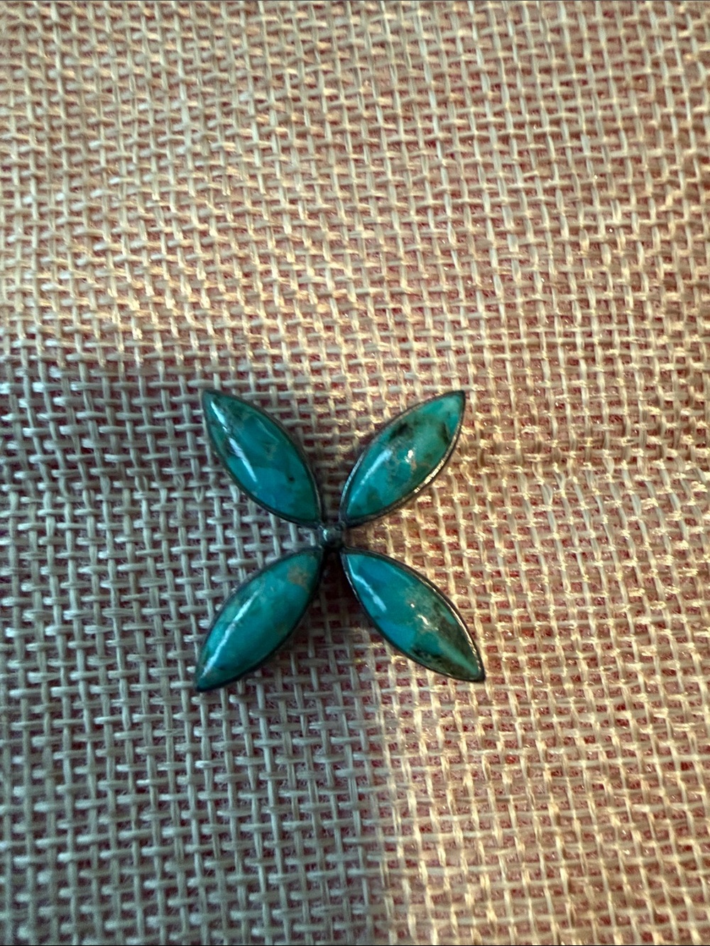 Turquoise Floral Four-Petal Pin/Brooch
